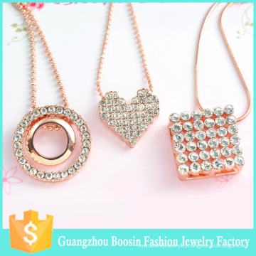 2016 Boosin Trendy Collar con colgante de corazón de piedras preciosas chapado en oro rosa